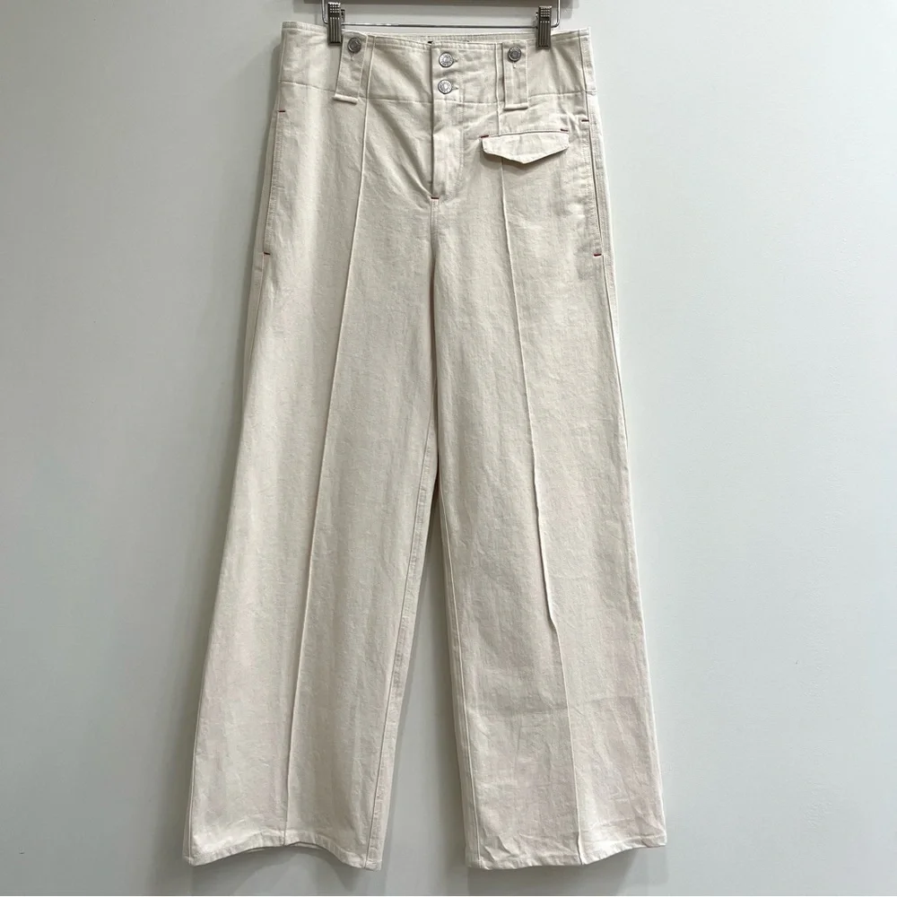 Isabel Marant Pants Creamy White (Ecru) Dilemony Denim Trousers 38 U.S Size 6